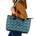 Gold Coast Titans Leather Tote Bag Tropical Hibiscus Floral Seamless Rugby Mascot