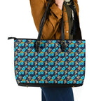 Gold Coast Titans Leather Tote Bag Tropical Hibiscus Floral Seamless Rugby Mascot
