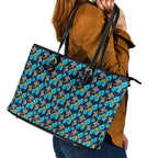 Gold Coast Titans Leather Tote Bag Tropical Hibiscus Floral Seamless Rugby Mascot