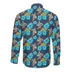 Gold Coast Titans Long Sleeve Button Shirt Tropical Hibiscus Floral Seamless Rugby Mascot
