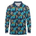 Gold Coast Titans Long Sleeve Polo Shirt Tropical Hibiscus Floral Seamless Rugby Mascot