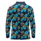 Gold Coast Titans Long Sleeve Polo Shirt Tropical Hibiscus Floral Seamless Rugby Mascot