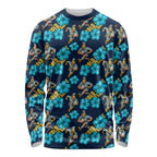 Gold Coast Titans Long Sleeve Shirt Tropical Hibiscus Floral Seamless Rugby Mascot