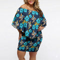 Gold Coast Titans Off Shoulder Short Dress Tropical Hibiscus Floral Seamless Rugby Mascot