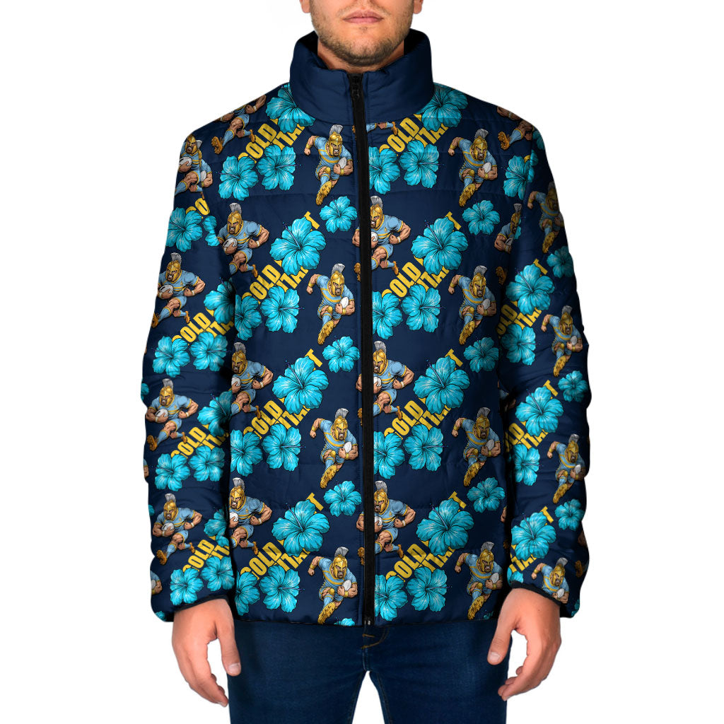 Gold Coast Titans Padded Jacket Tropical Hibiscus Floral Seamless Rugby Mascot