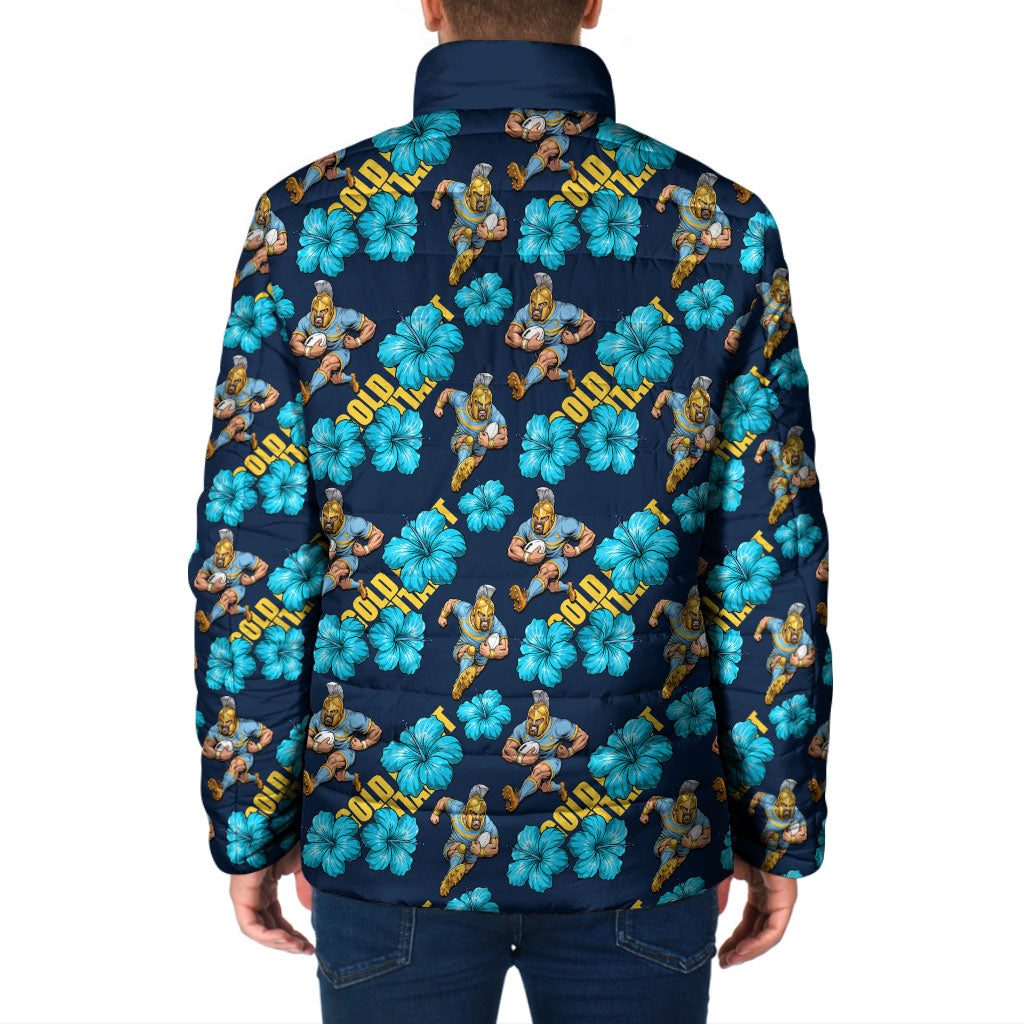 Gold Coast Titans Padded Jacket Tropical Hibiscus Floral Seamless Rugby Mascot