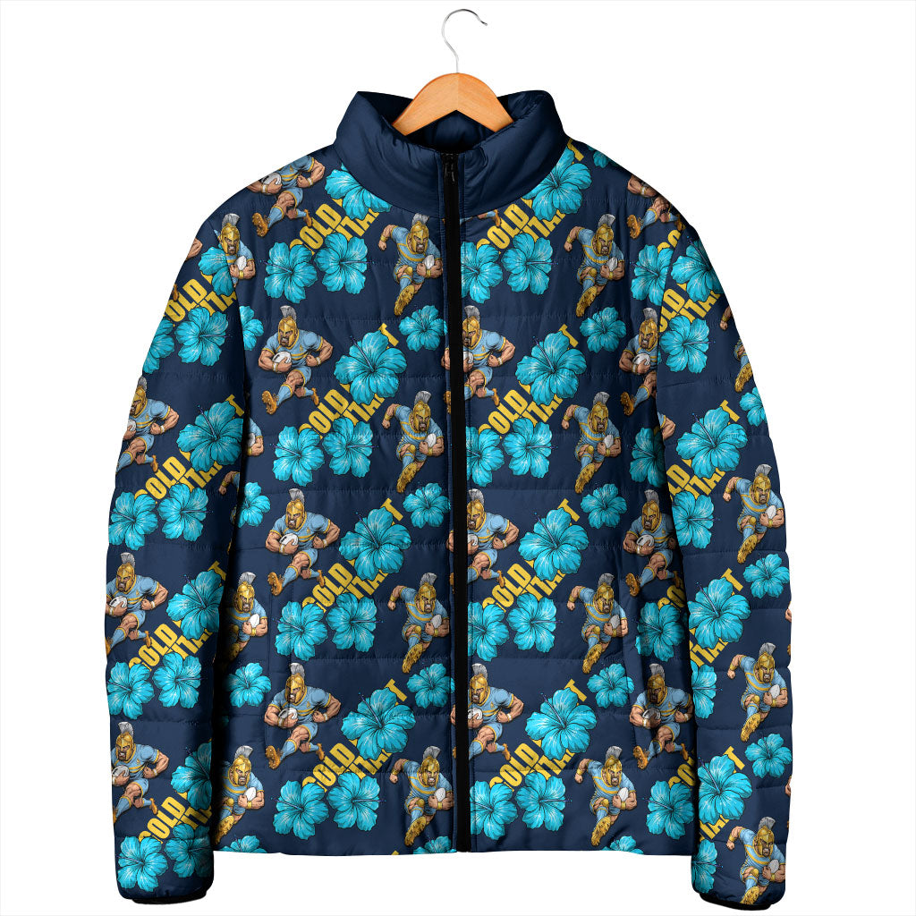 Gold Coast Titans Padded Jacket Tropical Hibiscus Floral Seamless Rugby Mascot