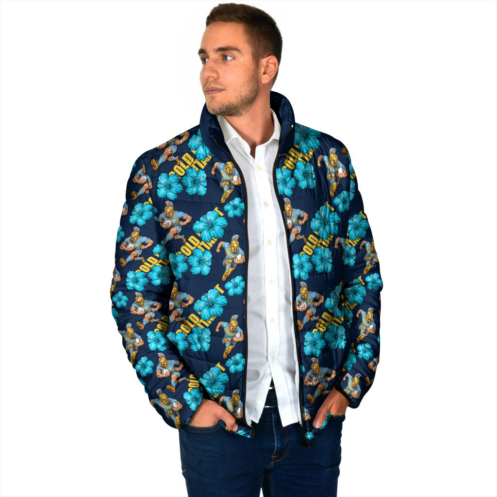 Gold Coast Titans Padded Jacket Tropical Hibiscus Floral Seamless Rugby Mascot