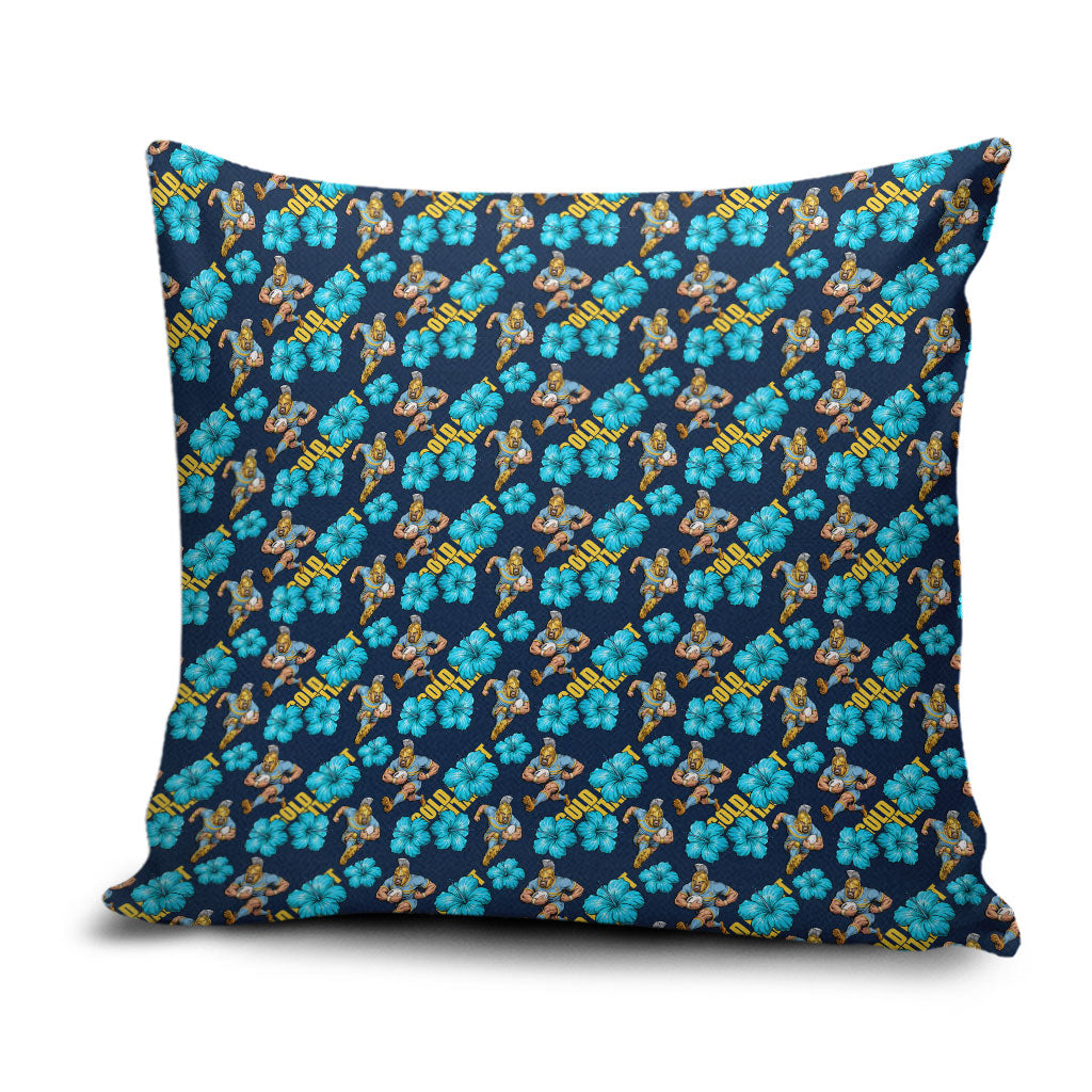 Gold Coast Titans Pillow Cover Tropical Hibiscus Floral Seamless Rugby Mascot