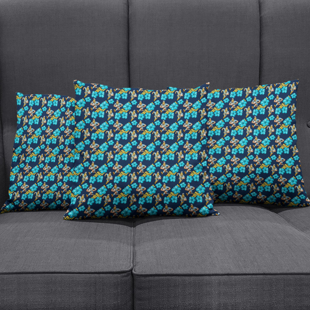 Gold Coast Titans Pillow Cover Tropical Hibiscus Floral Seamless Rugby Mascot