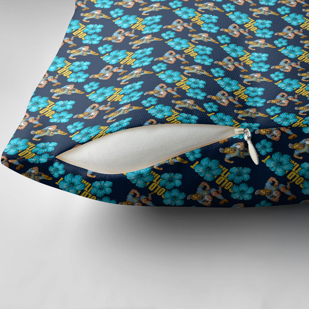 Gold Coast Titans Pillow Cover Tropical Hibiscus Floral Seamless Rugby Mascot