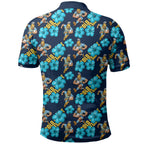 Gold Coast Titans Polo Shirt Tropical Hibiscus Floral Seamless Rugby Mascot