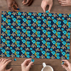 Gold Coast Titans Puzzle Tropical Hibiscus Floral Seamless Rugby Mascot