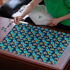 Gold Coast Titans Puzzle Tropical Hibiscus Floral Seamless Rugby Mascot