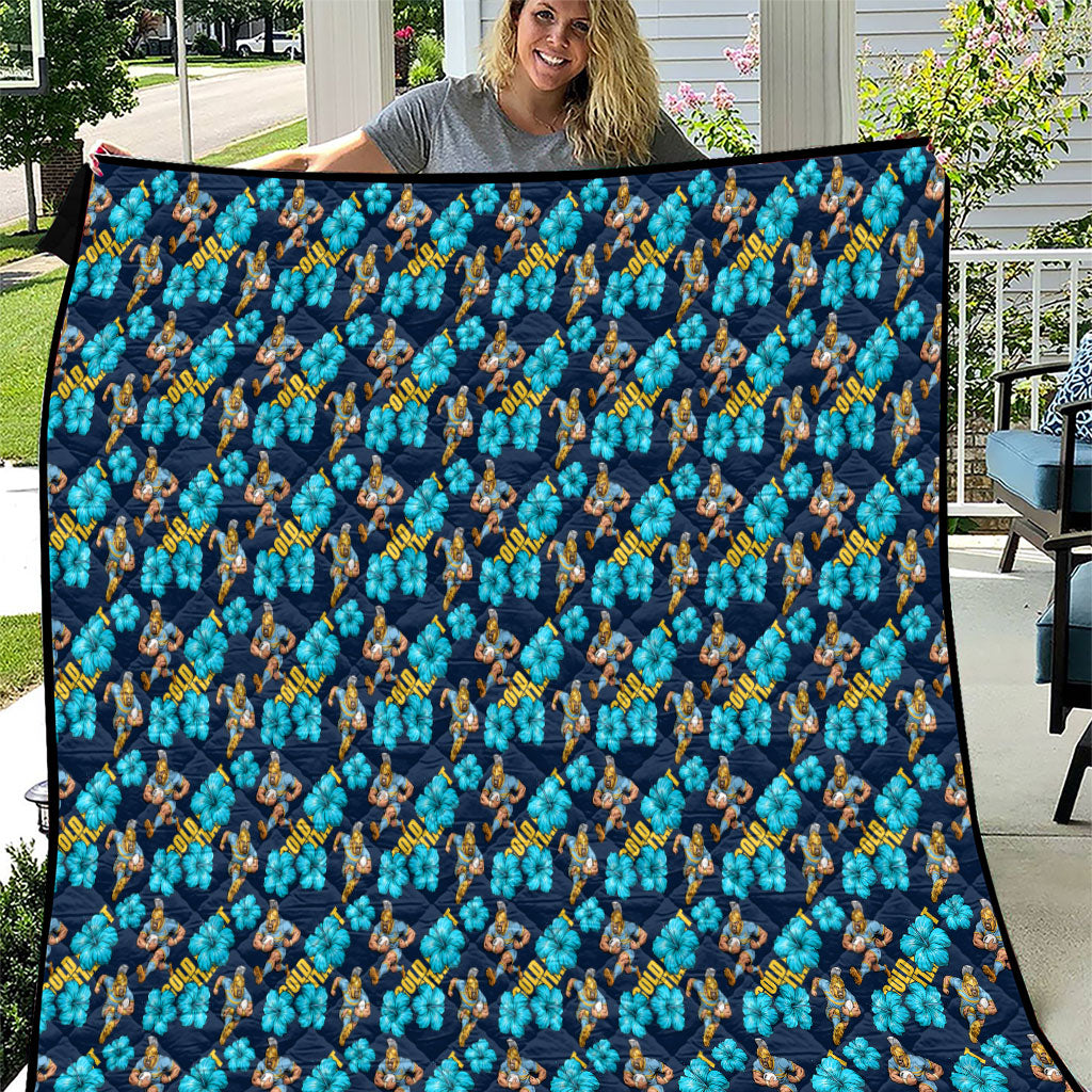 Gold Coast Titans Quilt Tropical Hibiscus Floral Seamless Rugby Mascot