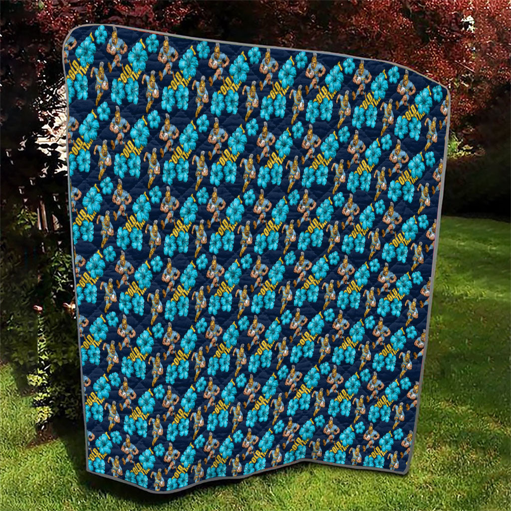 Gold Coast Titans Quilt Tropical Hibiscus Floral Seamless Rugby Mascot
