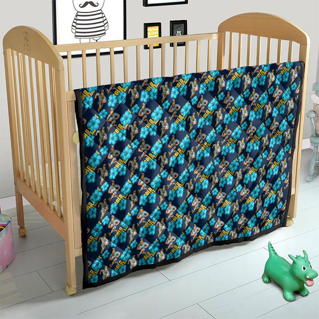 Gold Coast Titans Quilt Tropical Hibiscus Floral Seamless Rugby Mascot