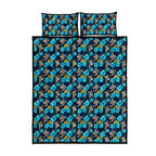 Gold Coast Titans Quilt Bed Set Tropical Hibiscus Floral Seamless Rugby Mascot
