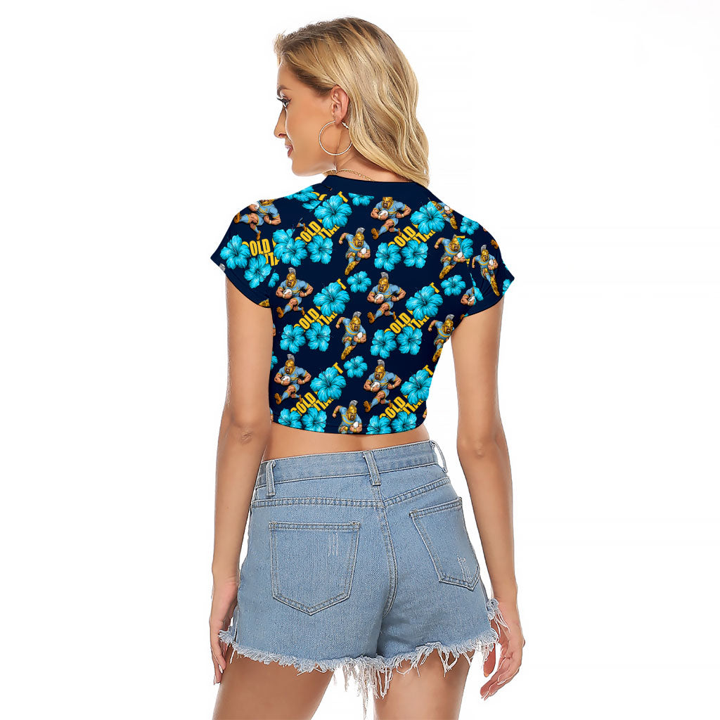 Gold Coast Titans Raglan Cropped T Shirt Tropical Hibiscus Floral Seamless Rugby Mascot