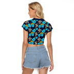 Gold Coast Titans Raglan Cropped T Shirt Tropical Hibiscus Floral Seamless Rugby Mascot