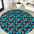 Gold Coast Titans Round Carpet Tropical Hibiscus Floral Seamless Rugby Mascot