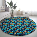 Gold Coast Titans Round Carpet Tropical Hibiscus Floral Seamless Rugby Mascot