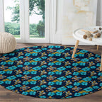 Gold Coast Titans Round Carpet Tropical Hibiscus Floral Seamless Rugby Mascot