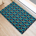 Gold Coast Titans Rubber Doormat Tropical Hibiscus Floral Seamless Rugby Mascot