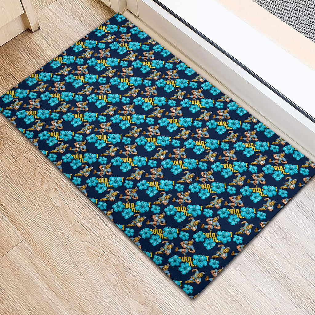 Gold Coast Titans Rubber Doormat Tropical Hibiscus Floral Seamless Rugby Mascot