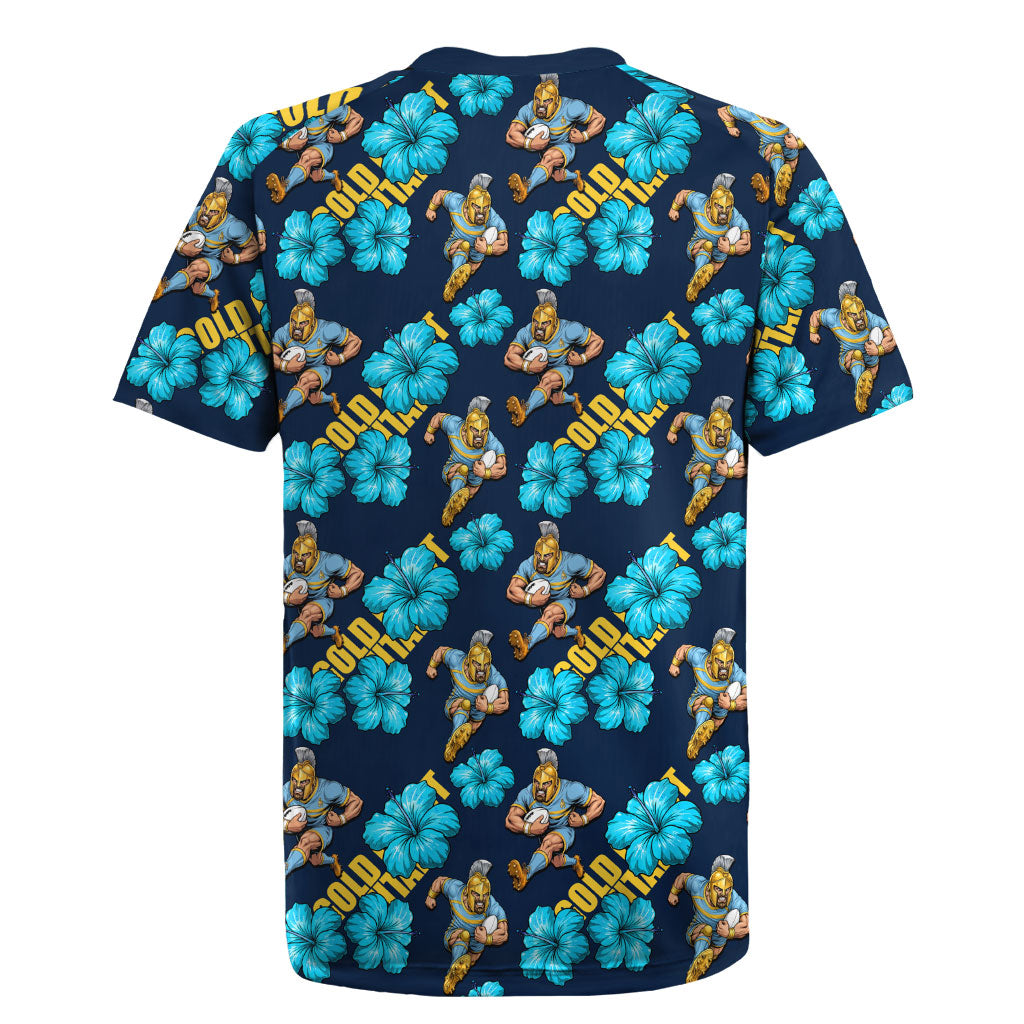 Gold Coast Titans Rugby Jersey Tropical Hibiscus Floral Seamless Rugby Mascot