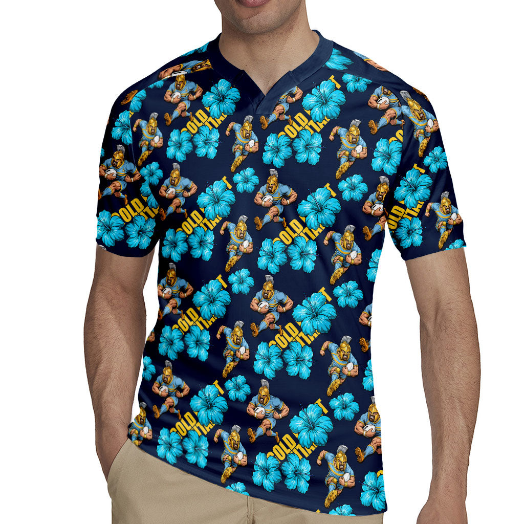 Gold Coast Titans Rugby Jersey Tropical Hibiscus Floral Seamless Rugby Mascot