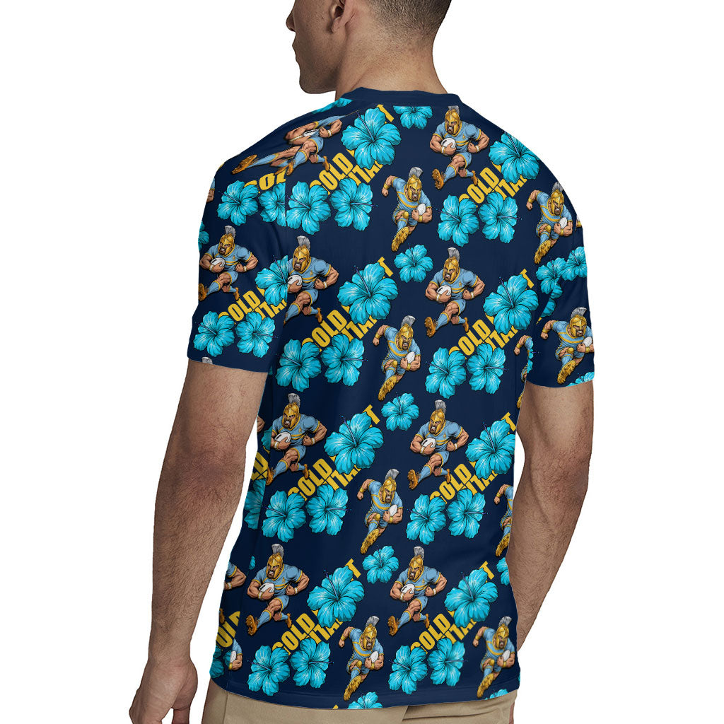 Gold Coast Titans Rugby Jersey Tropical Hibiscus Floral Seamless Rugby Mascot