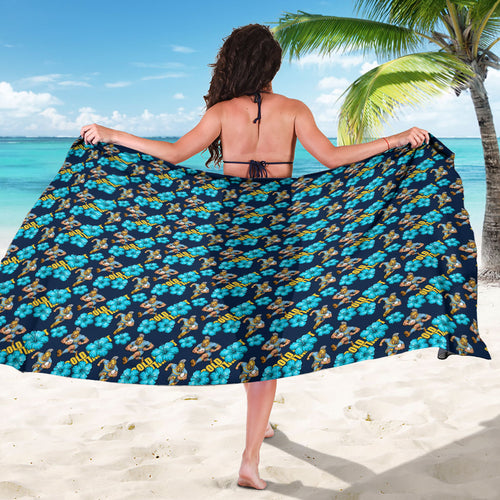 Gold Coast Titans Sarong Tropical Hibiscus Floral Seamless Rugby Mascot