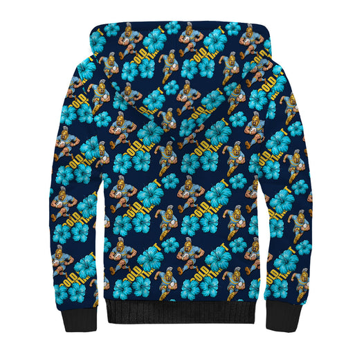 Gold Coast Titans Sherpa Hoodie Tropical Hibiscus Floral Seamless Rugby Mascot