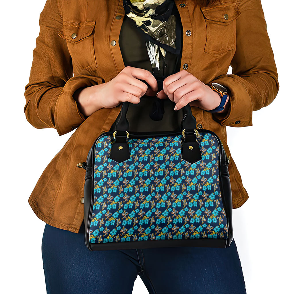 Gold Coast Titans Shoulder Handbag Tropical Hibiscus Floral Seamless Rugby Mascot