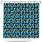 Gold Coast Titans Shower Curtain Tropical Hibiscus Floral Seamless Rugby Mascot