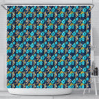 Gold Coast Titans Shower Curtain Tropical Hibiscus Floral Seamless Rugby Mascot