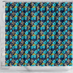 Gold Coast Titans Shower Curtain Tropical Hibiscus Floral Seamless Rugby Mascot
