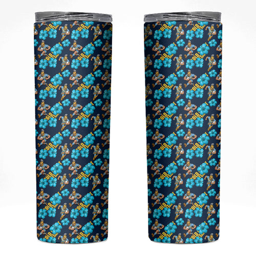 Gold Coast Titans Skinny Tumbler Tropical Hibiscus Floral Seamless Rugby Mascot