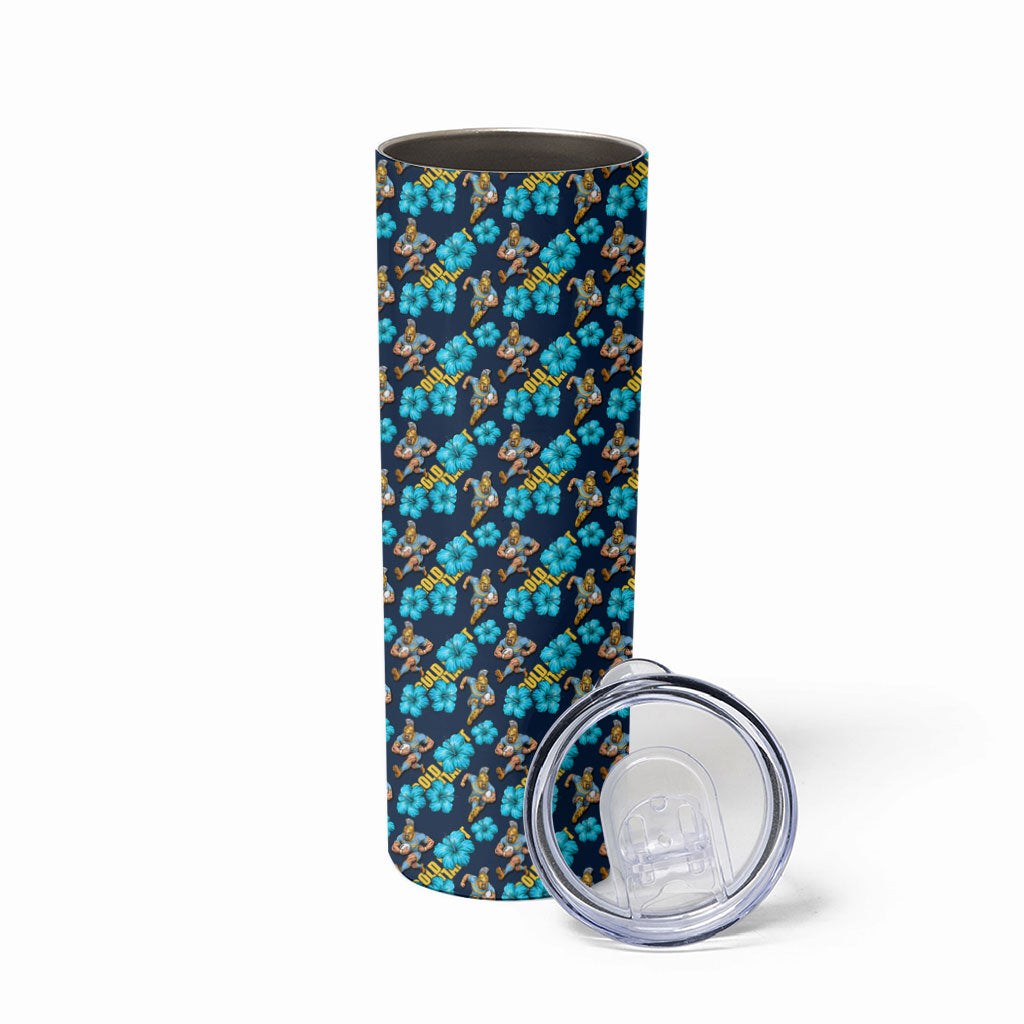 Gold Coast Titans Skinny Tumbler Tropical Hibiscus Floral Seamless Rugby Mascot