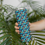 Gold Coast Titans Skinny Tumbler Tropical Hibiscus Floral Seamless Rugby Mascot