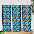 Gold Coast Titans Skinny Tumbler Tropical Hibiscus Floral Seamless Rugby Mascot