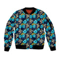 Gold Coast Titans Sleeve Zip Bomber Jacket Tropical Hibiscus Floral Seamless Rugby Mascot