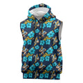 Gold Coast Titans Sleeveless Hoodie Tropical Hibiscus Floral Seamless Rugby Mascot