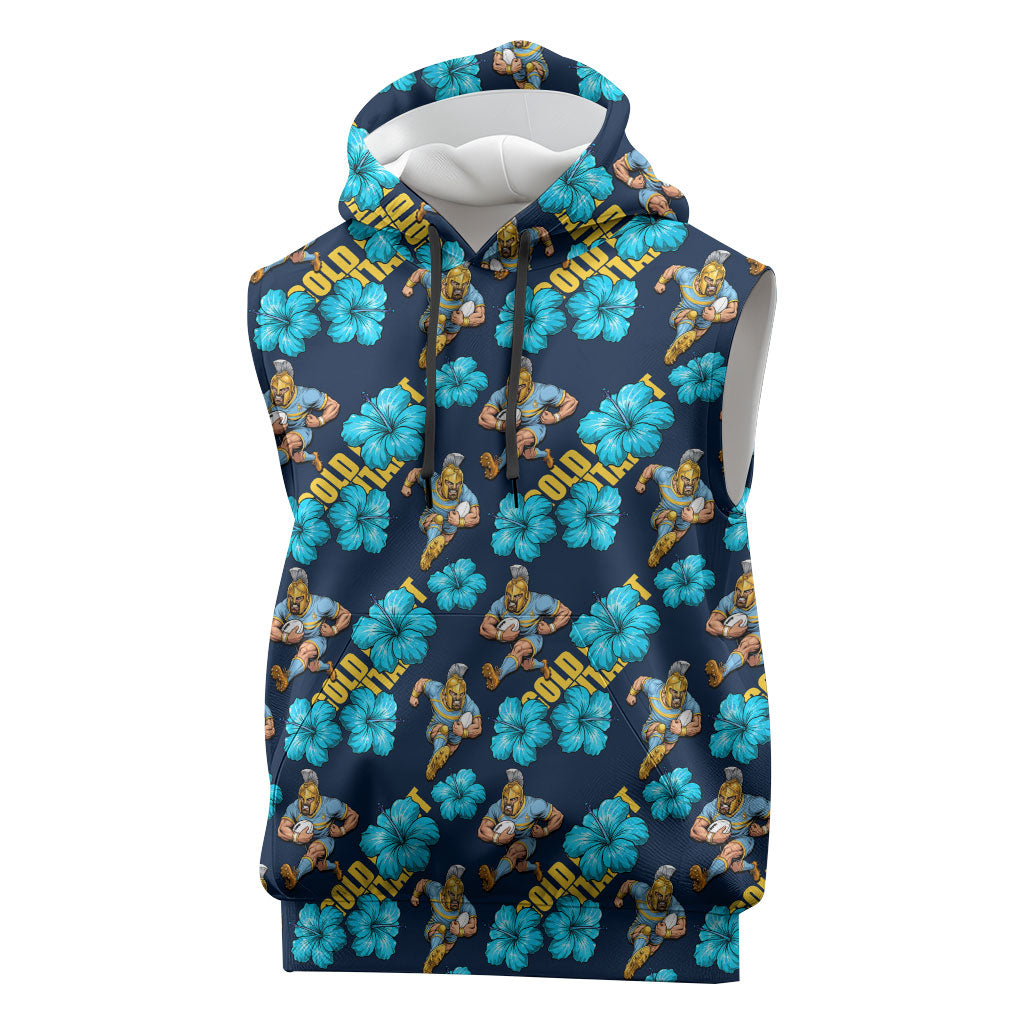 Gold Coast Titans Sleeveless Hoodie Tropical Hibiscus Floral Seamless Rugby Mascot