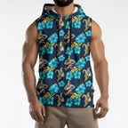 Gold Coast Titans Sleeveless Hoodie Tropical Hibiscus Floral Seamless Rugby Mascot