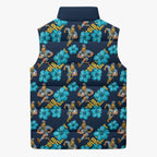 Gold Coast Titans Sleeveless Puffer Jacket Tropical Hibiscus Floral Seamless Rugby Mascot
