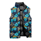 Gold Coast Titans Sleeveless Puffer Jacket Tropical Hibiscus Floral Seamless Rugby Mascot