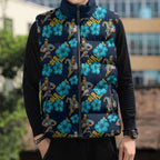 Gold Coast Titans Sleeveless Puffer Jacket Tropical Hibiscus Floral Seamless Rugby Mascot