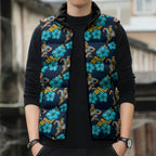 Gold Coast Titans Sleeveless Puffer Jacket Tropical Hibiscus Floral Seamless Rugby Mascot
